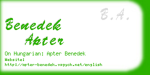 benedek apter business card